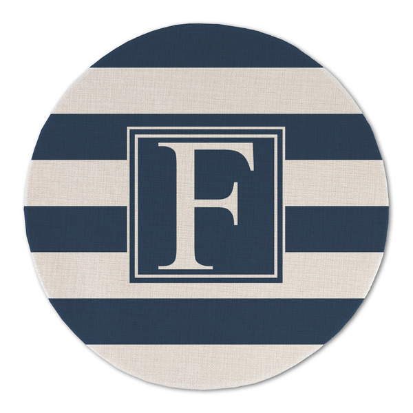 Horizontal Stripe Round Linen Placemats - FRONT (Double Sided)