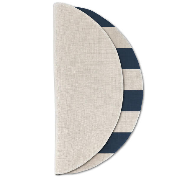 Horizontal Stripe Round Linen Placemats - HALF FOLDED (single sided)