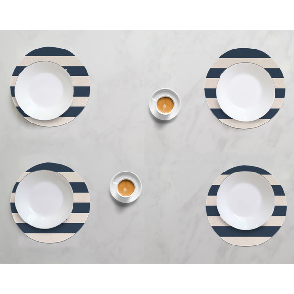 Horizontal Stripe Round Linen Placemats - LIFESTYLE (set of 4)