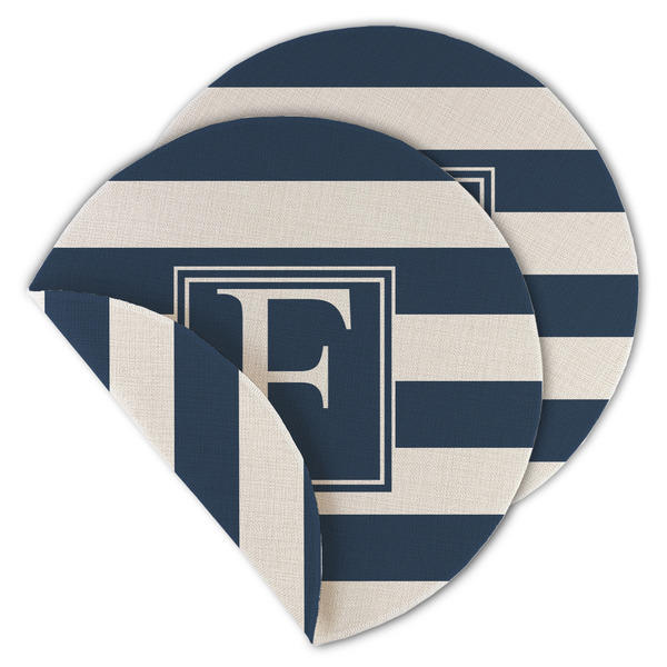 Horizontal Stripe Round Linen Placemats - MAIN (Double-Sided)