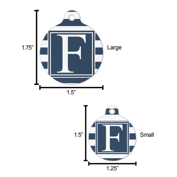 Horizontal Stripe Round Pet ID Tag - Large - Comparison Scale