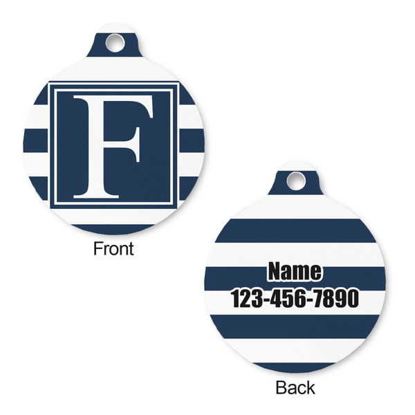 Horizontal Stripe Round Pet Tag - Front & Back