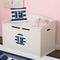 Horizontal Stripe Round Wall Decal on Toy Chest