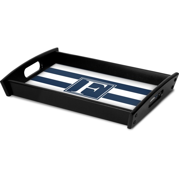 Horizontal Stripe Serving Tray Black - Corner