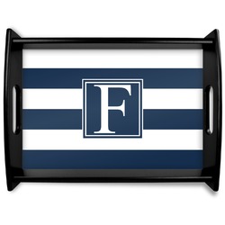 Horizontal Stripe Black Wooden Tray - Large (Personalized)