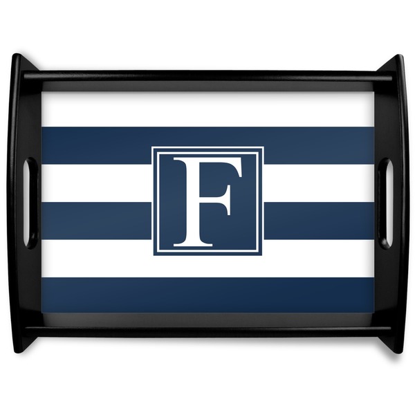 Custom Horizontal Stripe Black Wooden Tray - Large (Personalized)