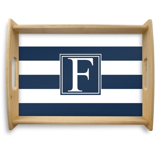 Custom Horizontal Stripe Natural Wooden Tray - Large (Personalized)