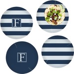Horizontal Stripe Set of 4 Glass Lunch / Dinner Plate 10" (Personalized)