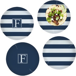 Horizontal Stripe Set of 4 Glass Lunch / Dinner Plate 10" (Personalized)
