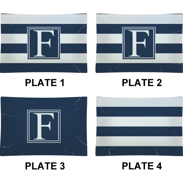 Horizontal Stripe Set of Rectangular Appetizer / Dessert Plates (Approval)