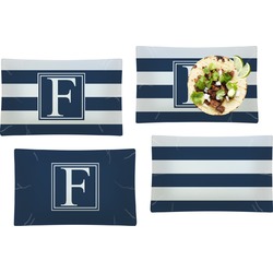 Horizontal Stripe Set of 4 Glass Rectangular Lunch / Dinner Plate (Personalized)