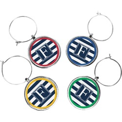 Horizontal Stripe Wine Charms (Set of 4) (Personalized)