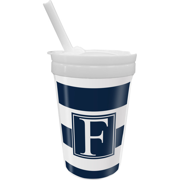 Custom Horizontal Stripe Sippy Cup with Straw (Personalized)