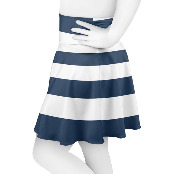 Horizontal Stripe Skater Skirt - Side