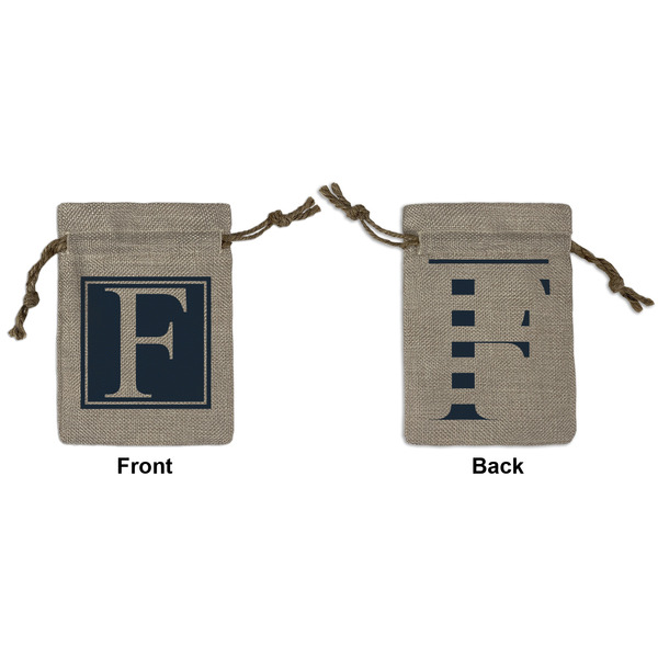 Custom Horizontal Stripe Small Burlap Gift Bag - Front & Back (Personalized)