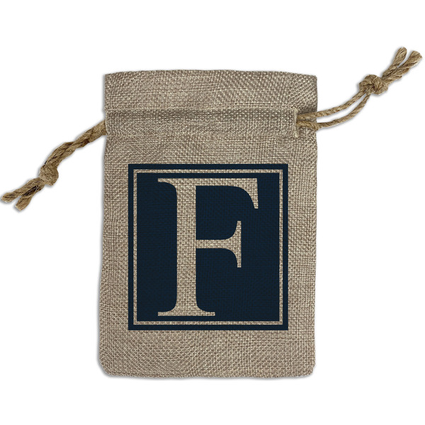 Custom Horizontal Stripe Small Burlap Gift Bag - Front (Personalized)