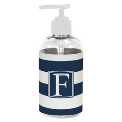 Horizontal Stripe Plastic Soap / Lotion Dispenser (8 oz - Small - White) (Personalized)