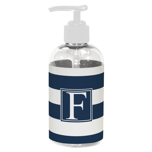 Custom Horizontal Stripe Plastic Soap / Lotion Dispenser (8 oz - Small - White) (Personalized)
