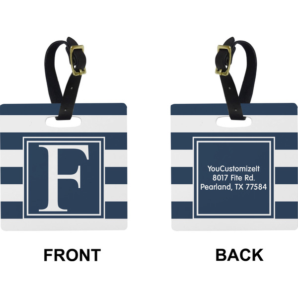 Horizontal Stripe Square Luggage Tag (Front + Back)