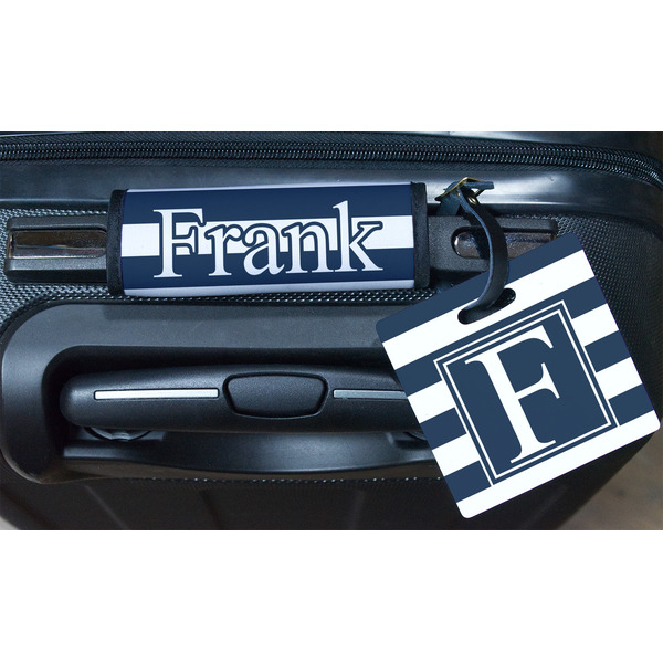 Horizontal Stripe Square Luggage Tag & Handle Wrap - In Context