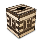 Horizontal Stripe Wood Tissue Box Cover - Square (Personalized)
