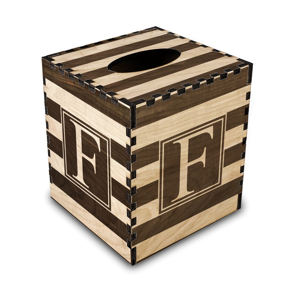 Custom Horizontal Stripe Wood Tissue Box Cover - Square (Personalized)