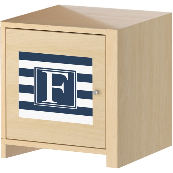 Horizontal Stripe Square Wall Decal on Wooden Cabinet