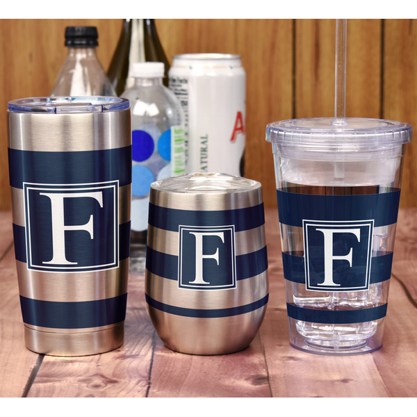 Horizontal Stripe Stemless Wine Tumbler - Full Print - In Context