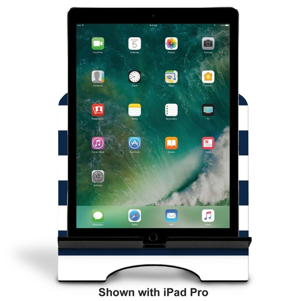 Horizontal Stripe Stylized Tablet Stand - Front with ipad