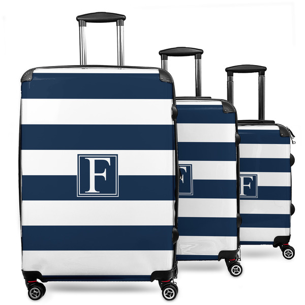Custom Horizontal Stripe 3 Piece Luggage Set - 20" Carry On, 24" Medium Checked, 28" Large Checked (Personalized)
