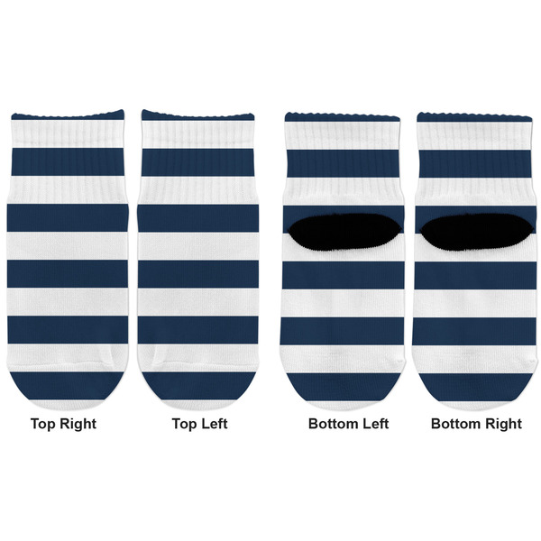 Horizontal Stripe Toddler Ankle Socks - Double Pair - Front and Back - Apvl
