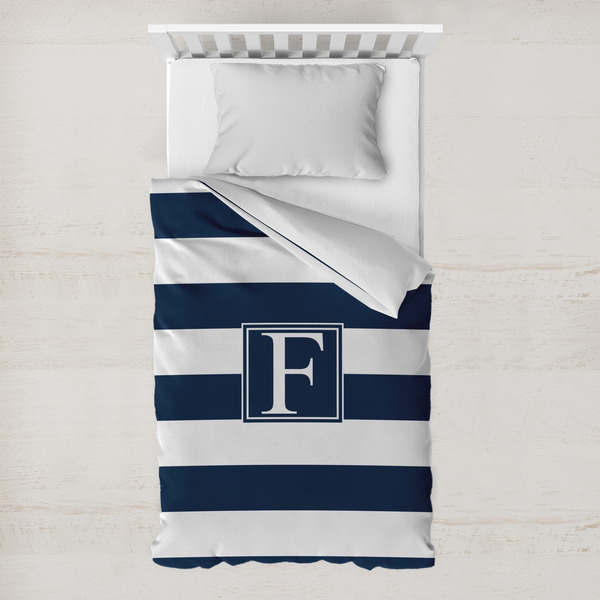 Custom Horizontal Stripe Toddler Duvet Cover w/ Initial