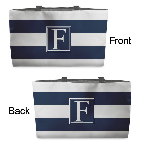 Horizontal Stripe Tote w/Black Handles - Front & Back Views