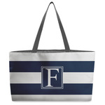 Horizontal Stripe Beach Totes Bag - w/ Black Handles (Personalized)