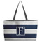 Horizontal Stripe Beach Totes Bag - w/ Black Handles (Personalized)