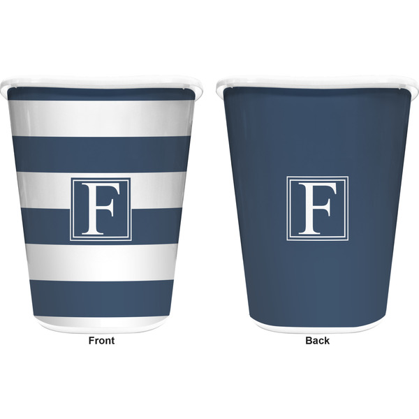 Horizontal Stripe Trash Can White - Front and Back - Apvl