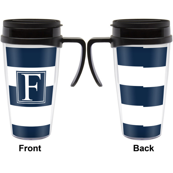 Horizontal Stripe Travel Mug with Black Handle - Approval