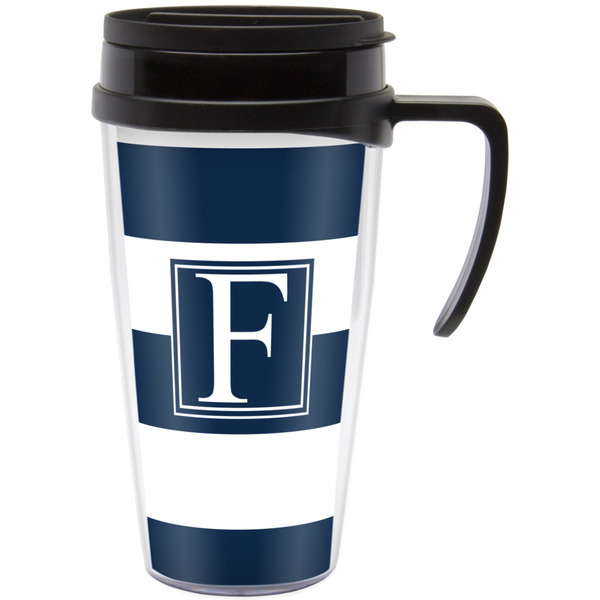 Custom Horizontal Stripe Acrylic Travel Mug with Handle (Personalized)