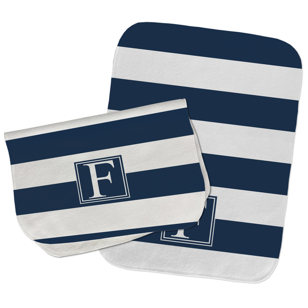 Horizontal Stripe Two Rectangle Burp Cloths - Open & Folded