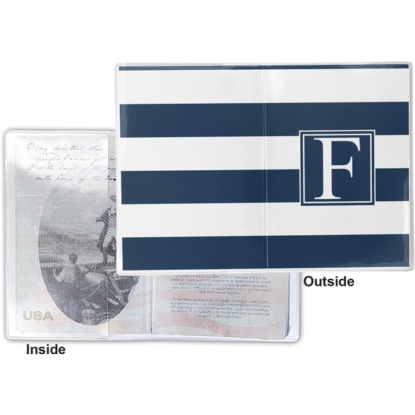 Horizontal Stripe Vinyl Passport Holder - Flat Front and Back