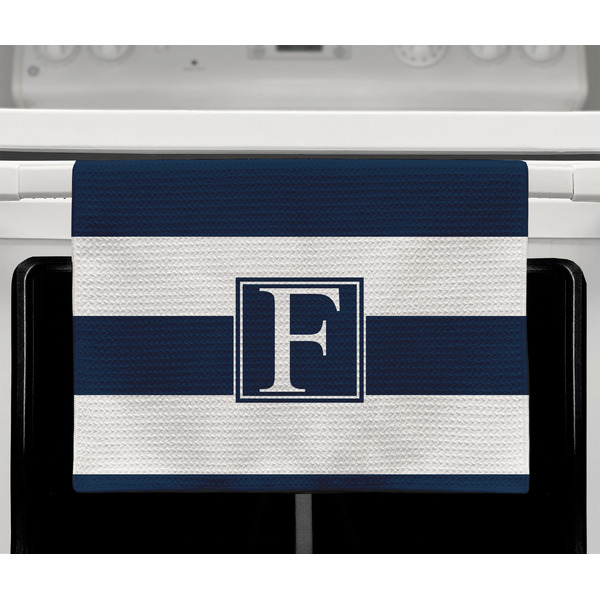 Horizontal Stripe Waffle Weave Towel - Full Color Print - Lifestyle2 Image