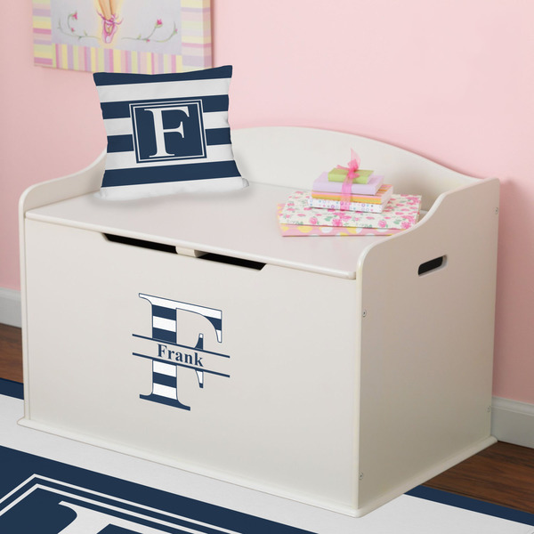 Horizontal Stripe Wall Name & Initial Small on Toy Chest