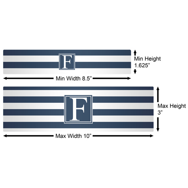 Horizontal Stripe Water Bottle Labels w/ Dimensions