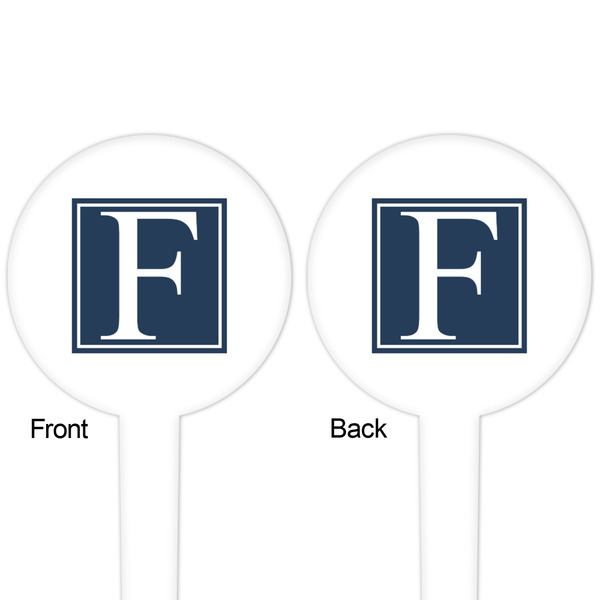 Horizontal Stripe White Plastic 4" Food Pick - Round - Double Sided - Front & Back