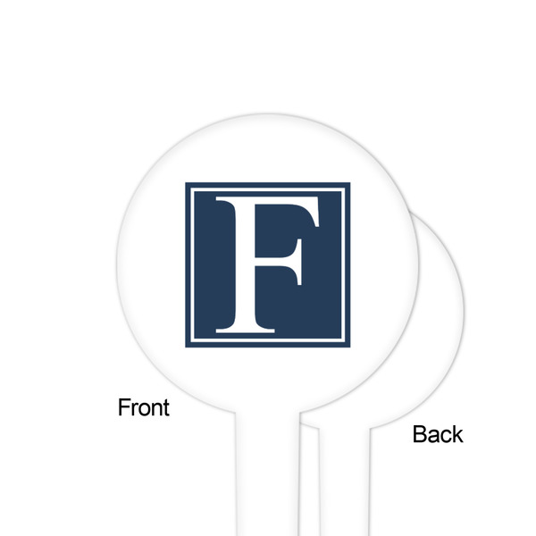 Horizontal Stripe White Plastic 4" Food Pick - Round - Single Sided - Front & Back