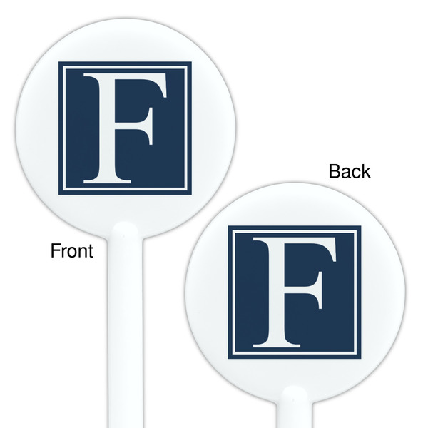 Horizontal Stripe White Plastic 5.5" Stir Stick - Double Sided - Round - Front & Back