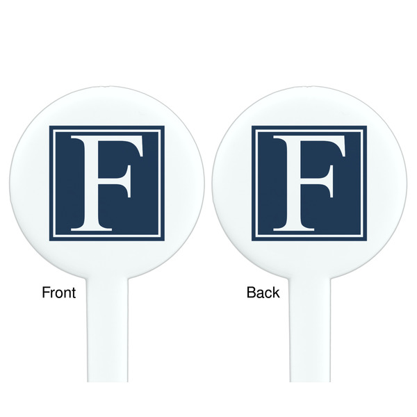 Horizontal Stripe White Plastic 7" Stir Stick - Double Sided - Round - Front & Back