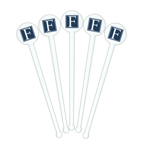 Horizontal Stripe White Plastic 7" Stir Stick - Round - Fan View