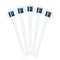 Horizontal Stripe White Plastic 7" Stir Stick - Round - Fan View