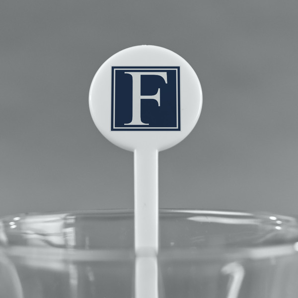 Horizontal Stripe White Plastic 7" Stir Stick - Round - Main